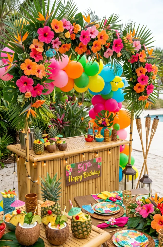 Tropical Luau Party with Bright Decor