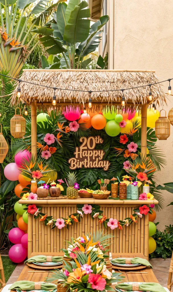 Tropical Tiki Party with Bright Decor