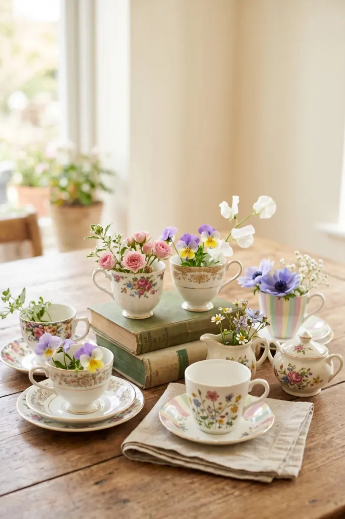 Vintage Teacup Floral Centerpieces