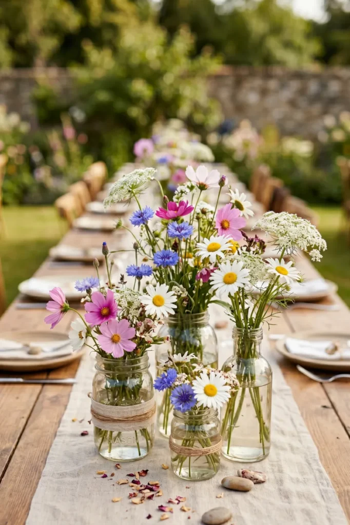 Wildflower Glass Jar Arrangements
