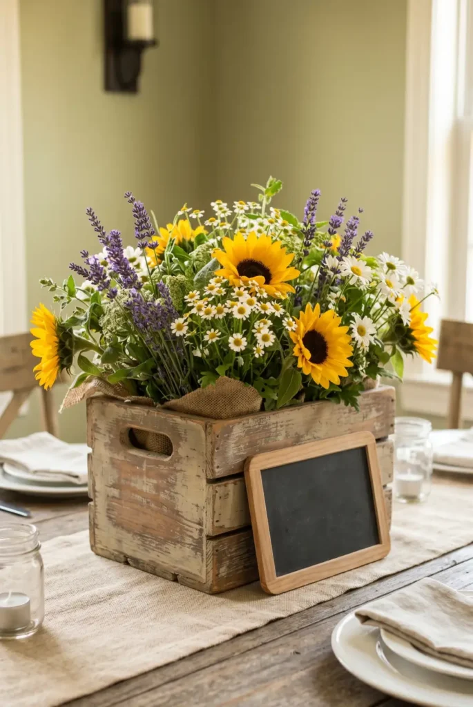 Wooden Crate Farmhouse Floral Displays