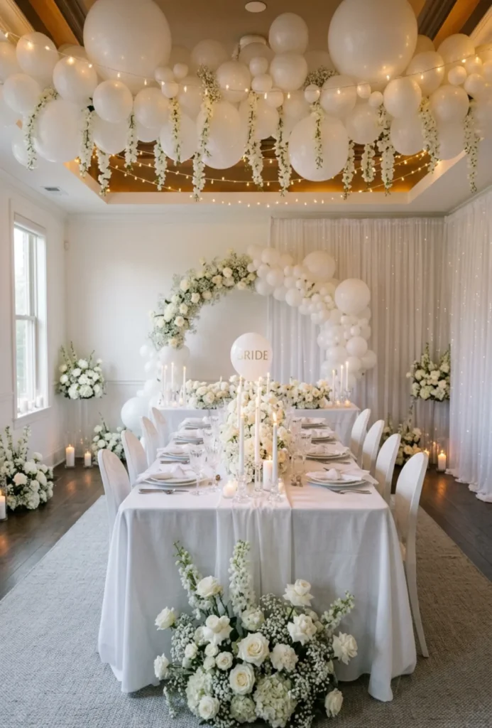 All White Bride Glow Dinner Party