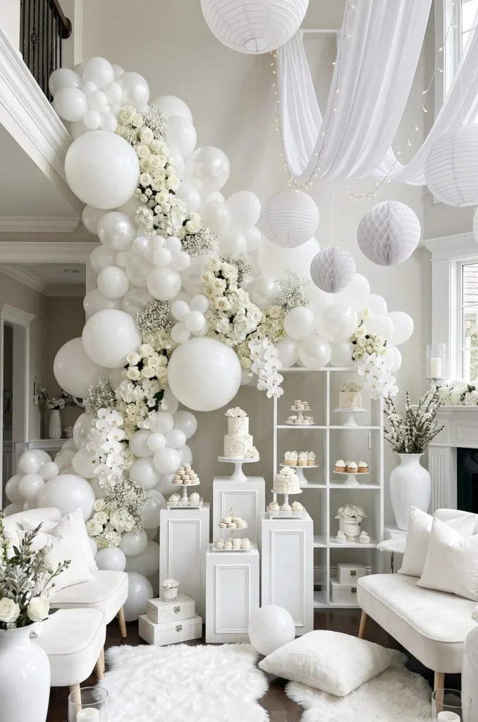 All White Elegant Baby Shower