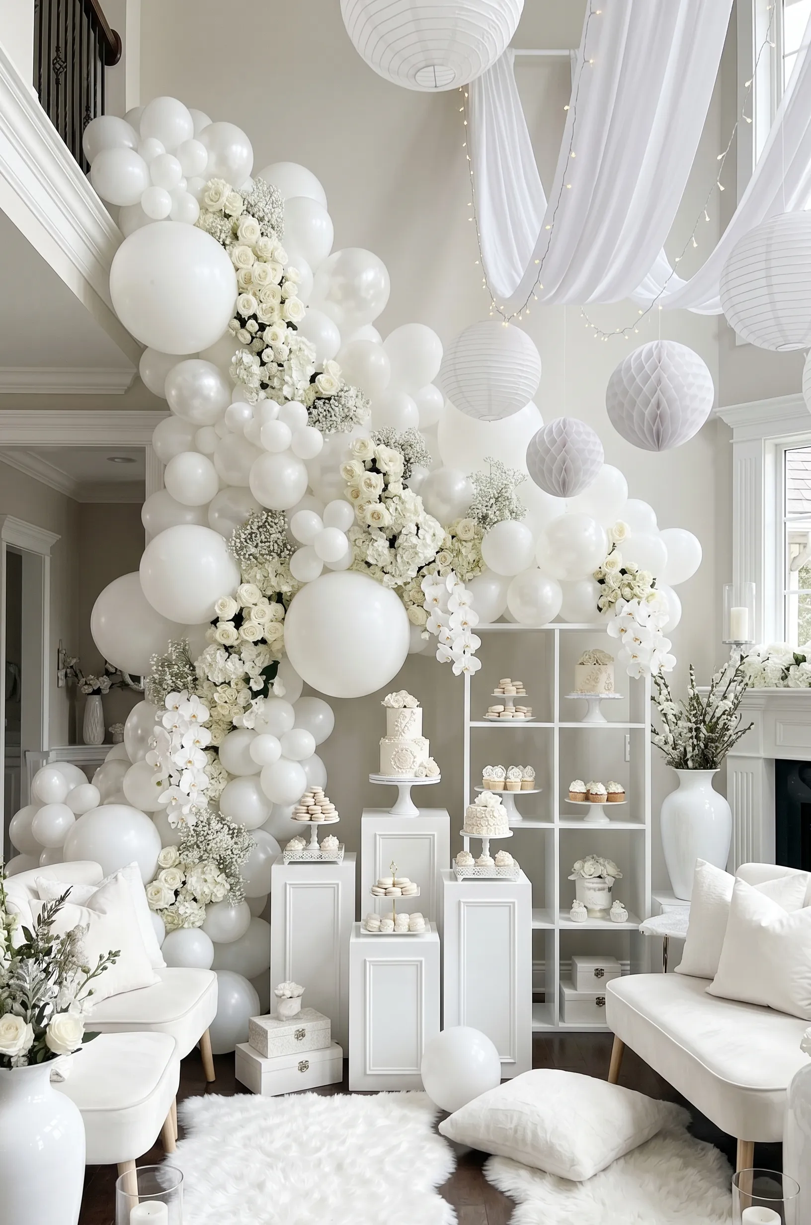 All White Elegant Baby Shower