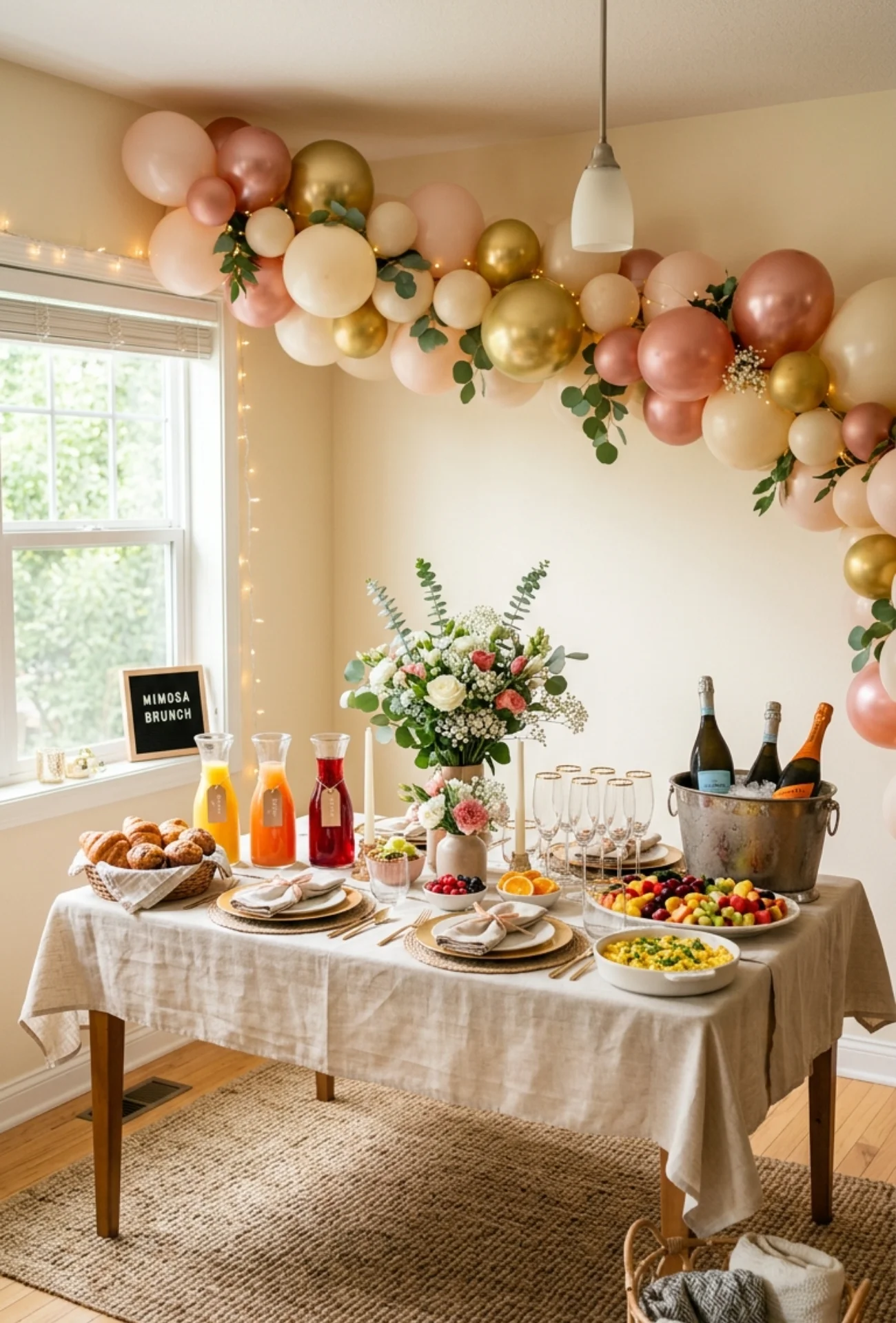 At Home Mimosa Brunch Setup