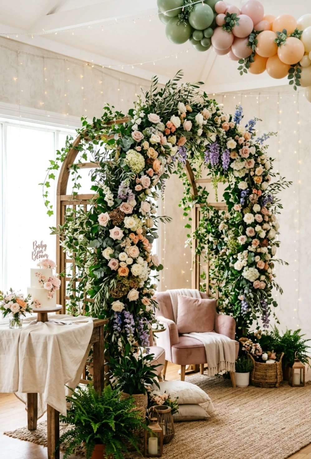 "Baby in Bloom" Garden Arch Setup