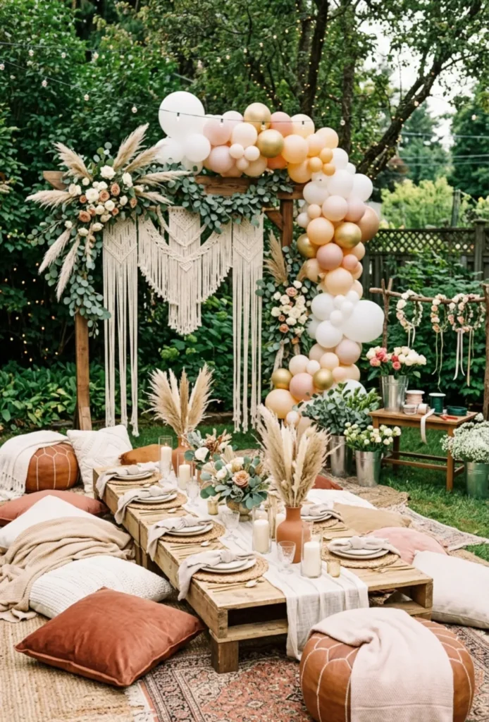 Backyard Boho Picnic Setup