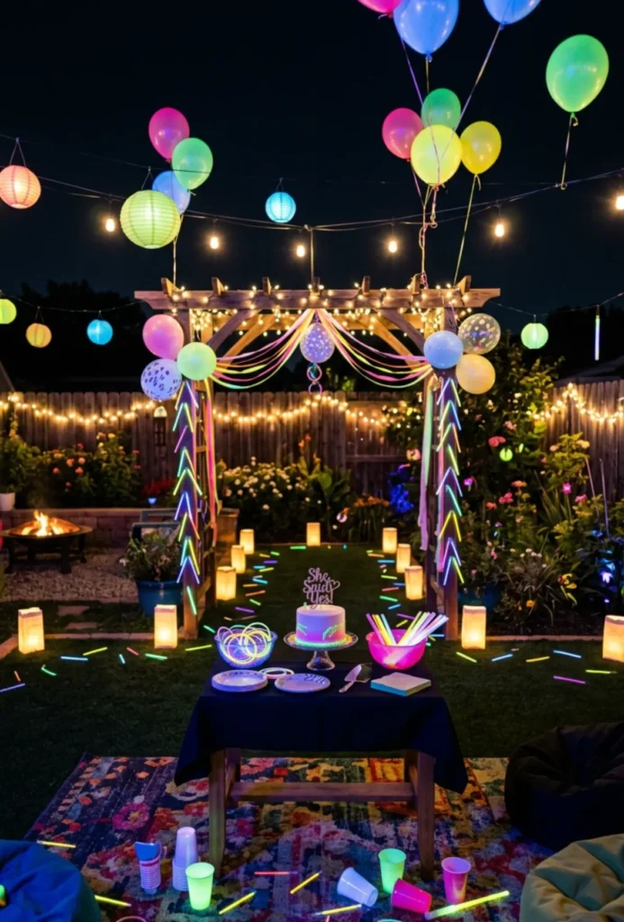 Backyard Glow Stick Night Celebration Party