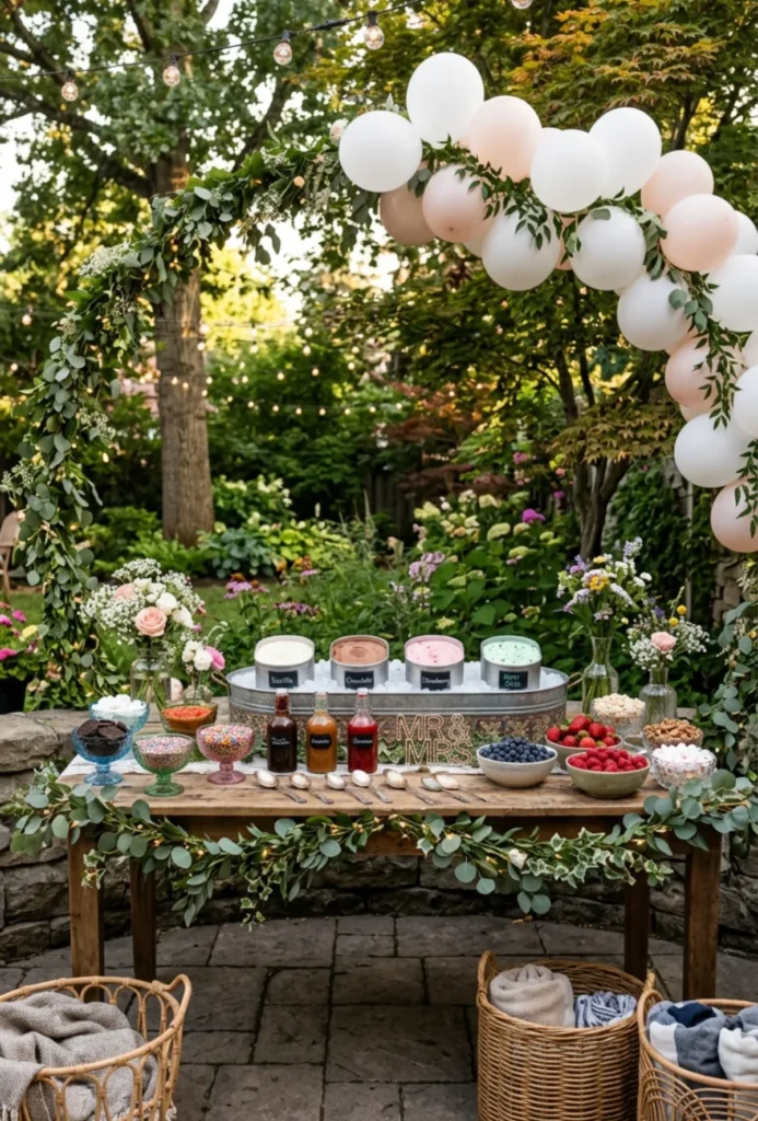 Backyard Ice Cream Sundae Bar Celebration