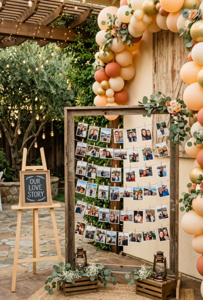 Backyard Love Story Photo Wall Setup