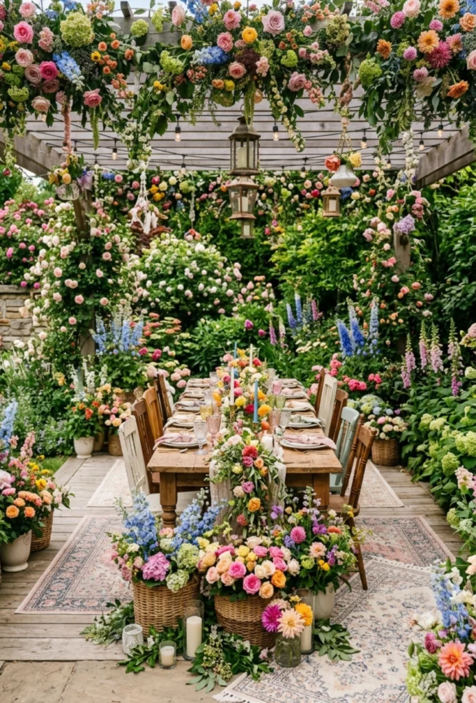 Backyard "Love in Bloom" Floral Festival Setup