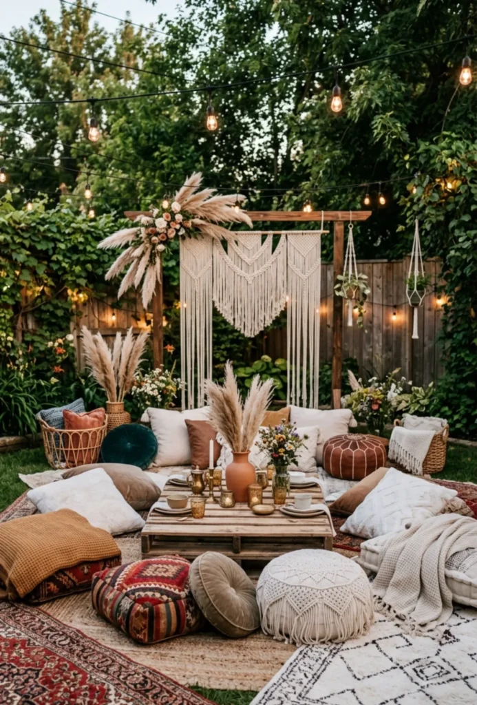 Boho Backyard Lounge with Floor Seating