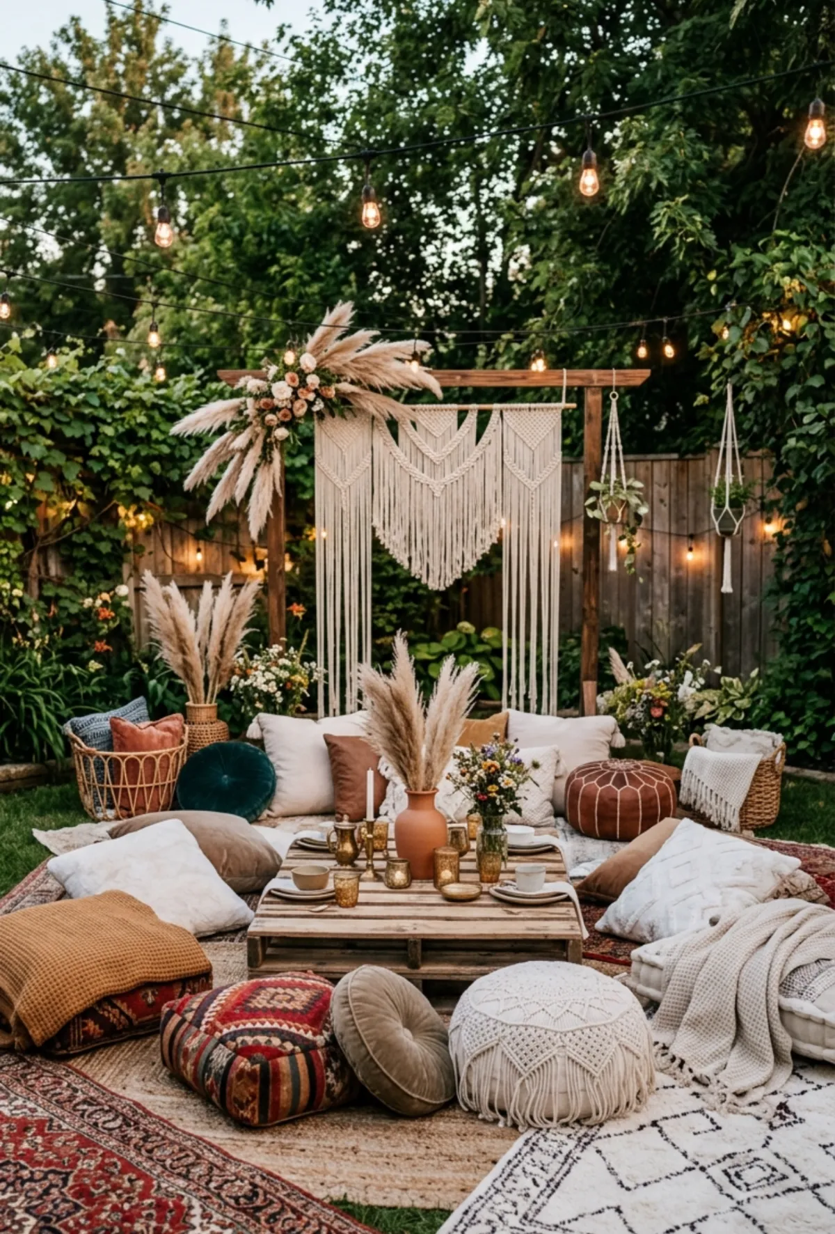 Boho Backyard Lounge with Floor Seating