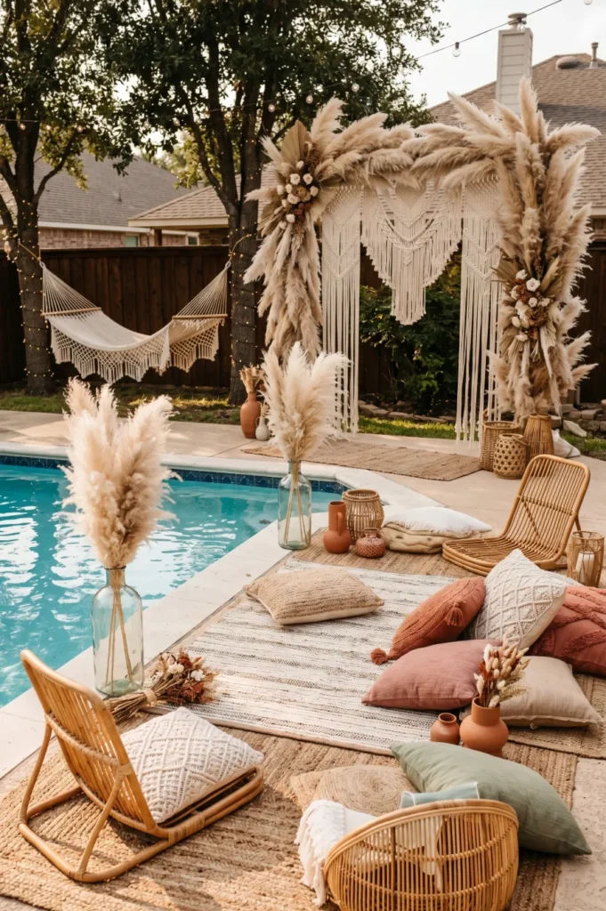 Boho Chic Pool Party Setup