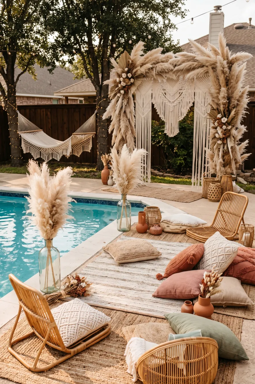 Boho Chic Pool Party Setup