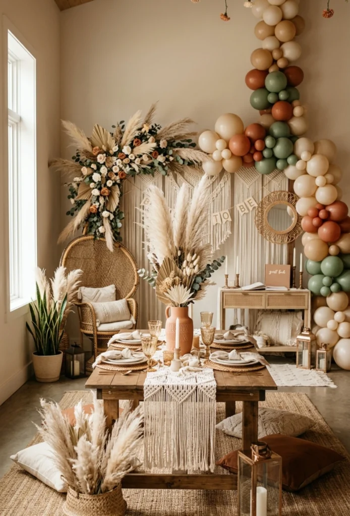 Boho Rattan & Pampas Grass Decor