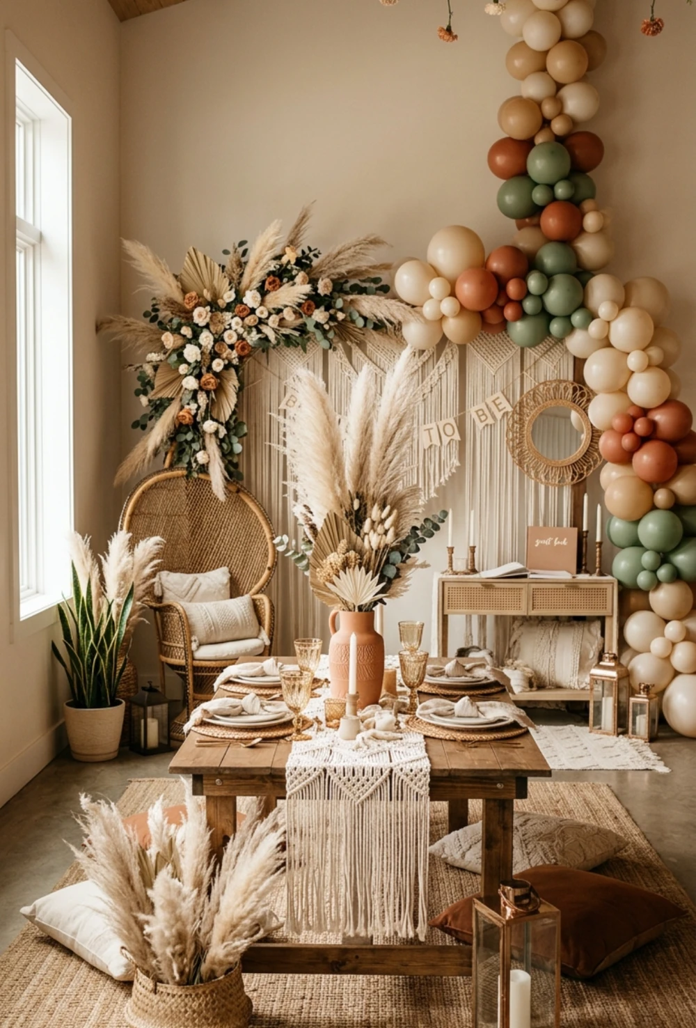 Boho Rattan & Pampas Grass Decor