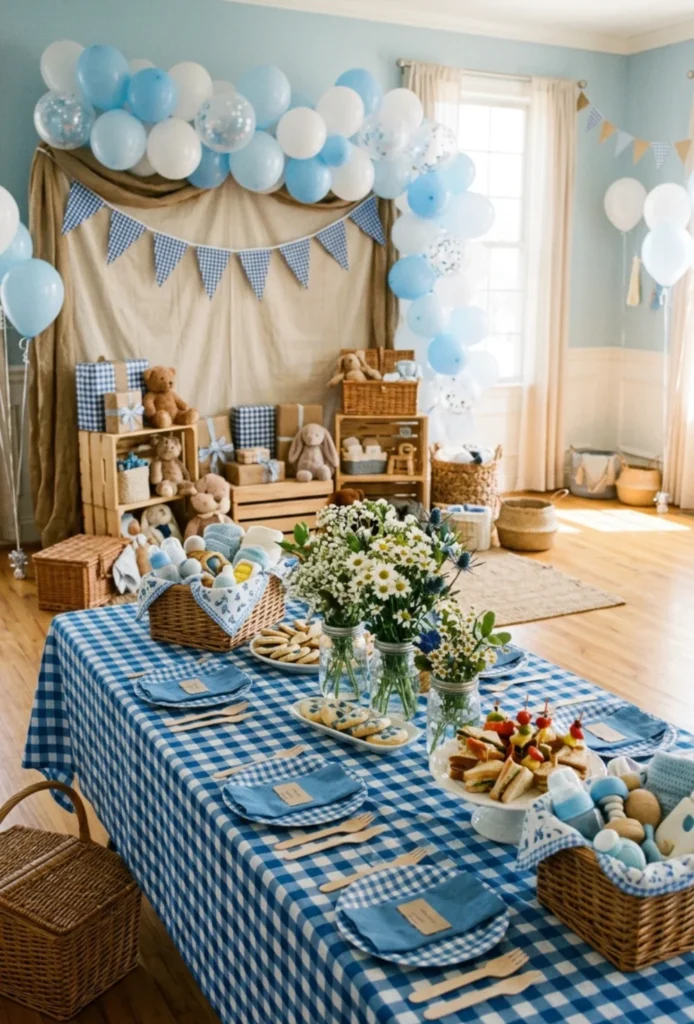 Classic Blue Gingham Picnic Theme