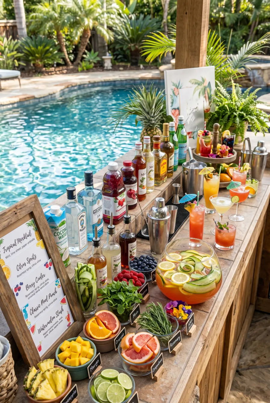 Cocktail and Mocktail Pool Bar Party