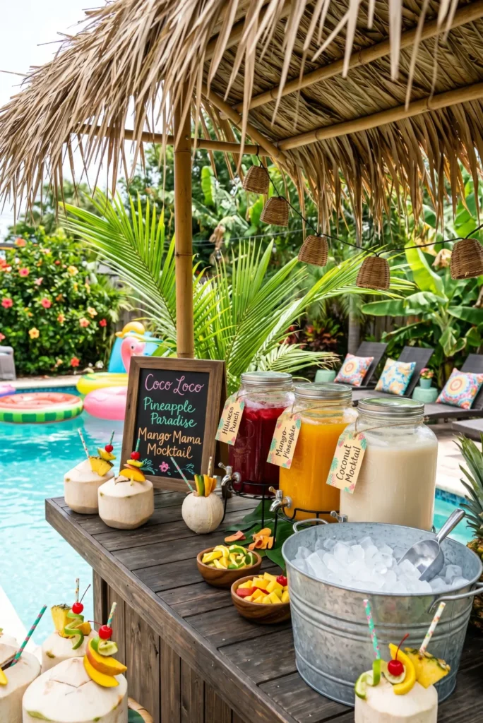 Coconut Drink Bar with Fresh Fruit Garnish