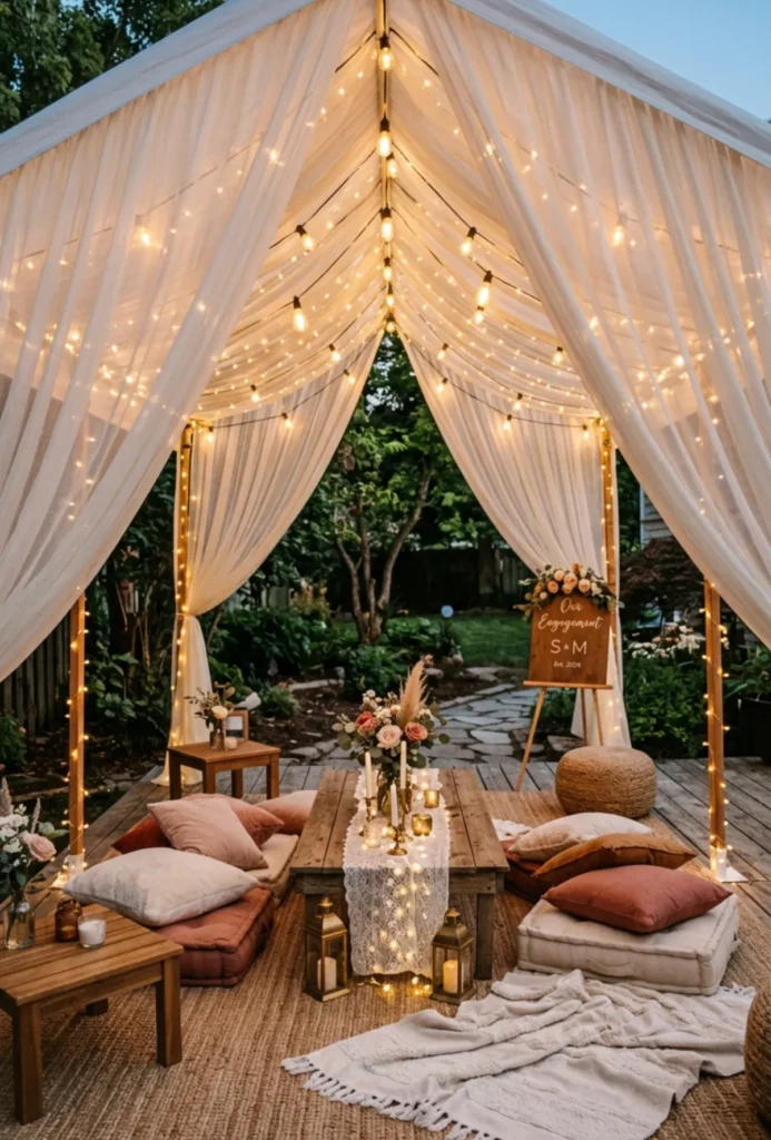 Cozy Backyard Canopy Tent Lounge Setup