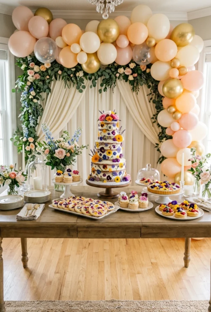 Edible Flower Decorated Desserts