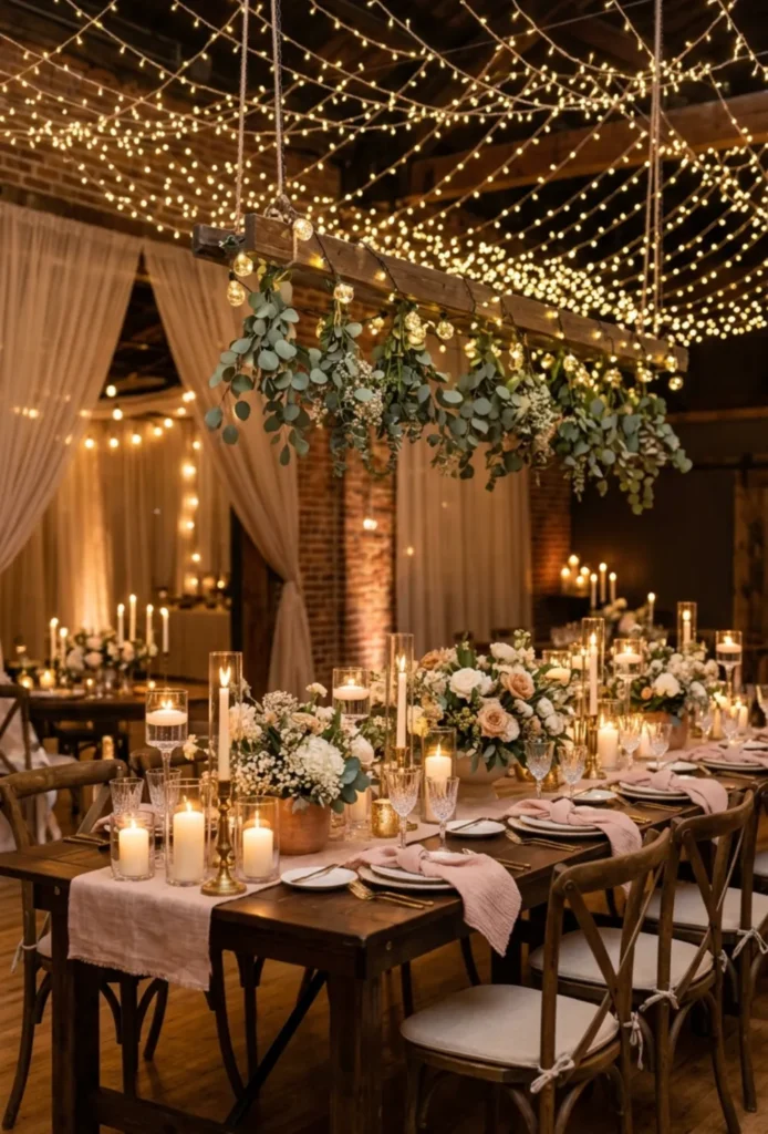 Fairy Lights and Candle Table Styling