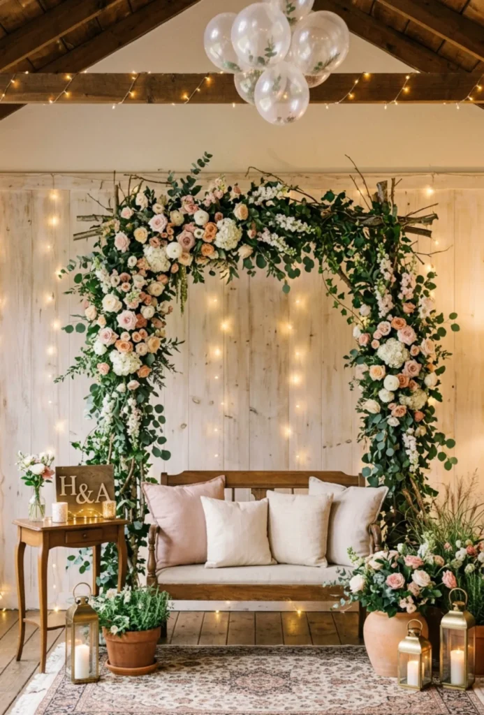 Floral Arch Backyard Photo Corner Party