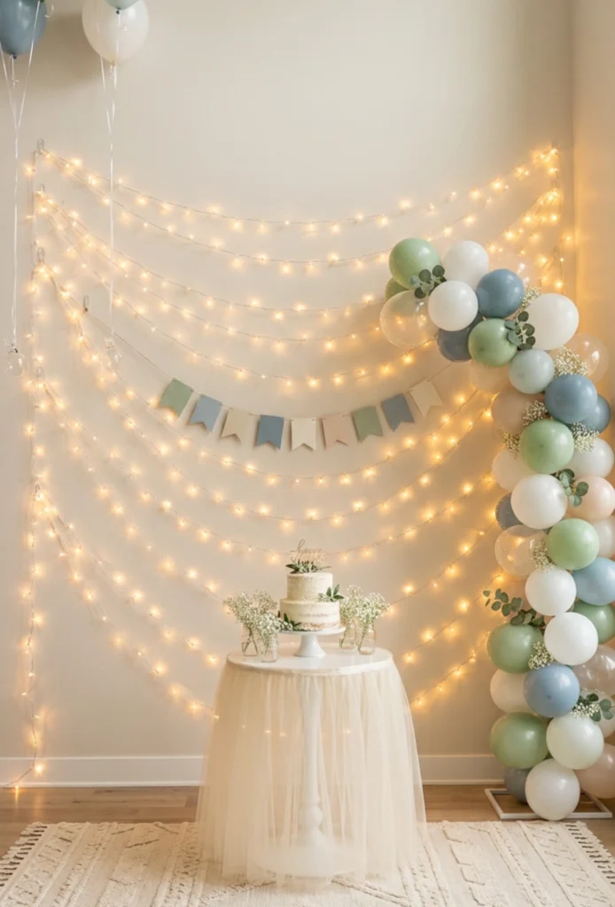 LED Fairy Light Wall Setup