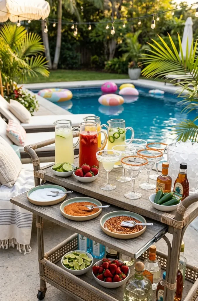 Margarita Bar Pool Party Setup