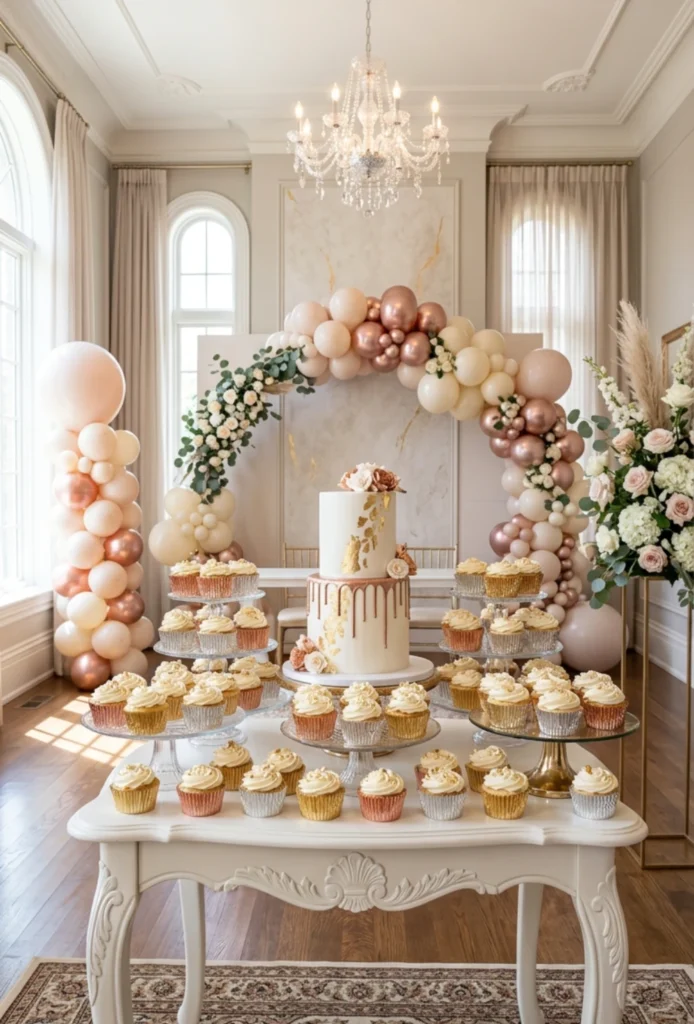 Metallic Foil Cupcake and Cake Display