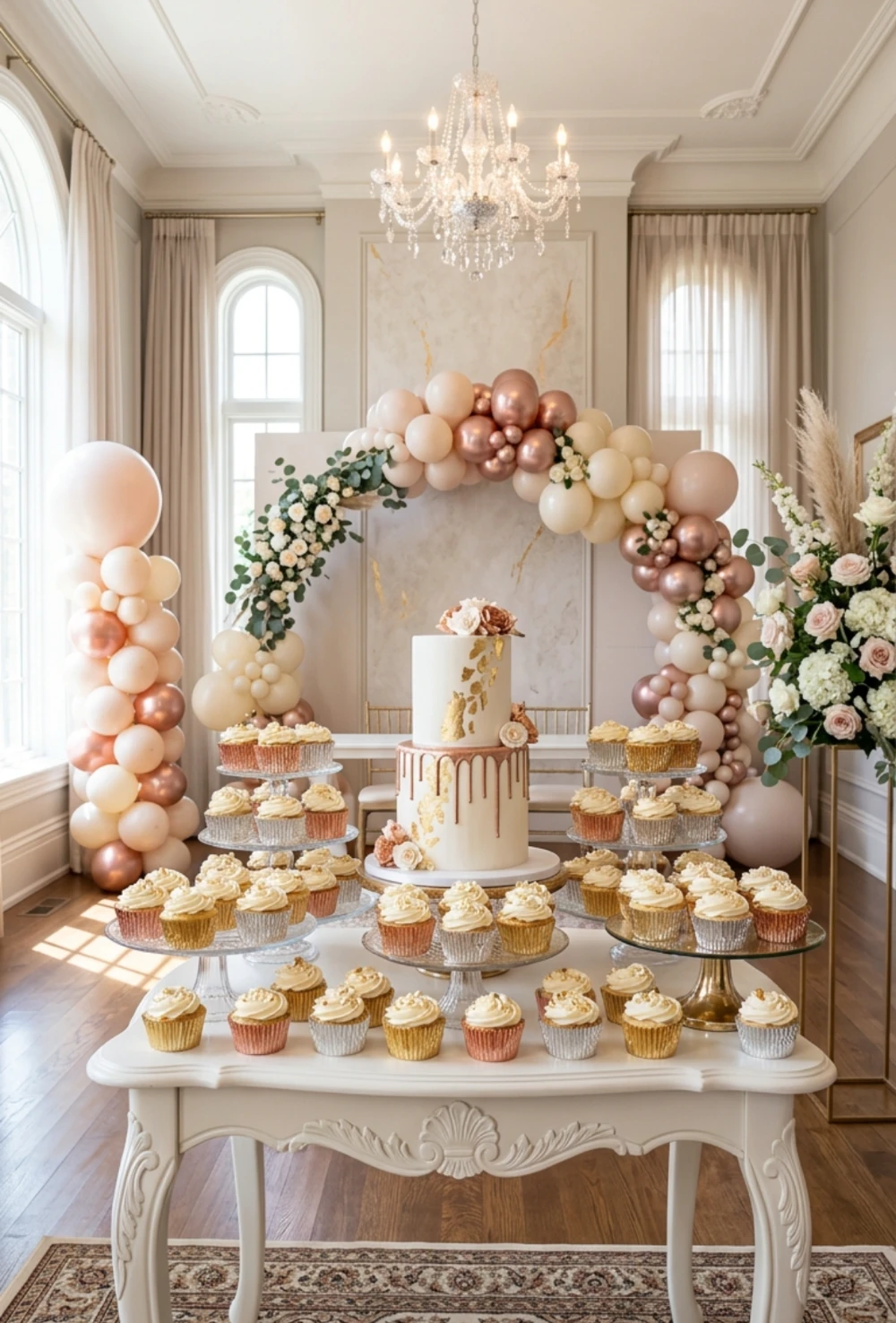 Metallic Foil Cupcake and Cake Display