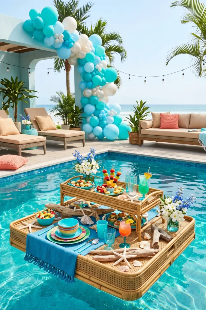 Ocean Inspired Blue and Turquoise Pool Theme