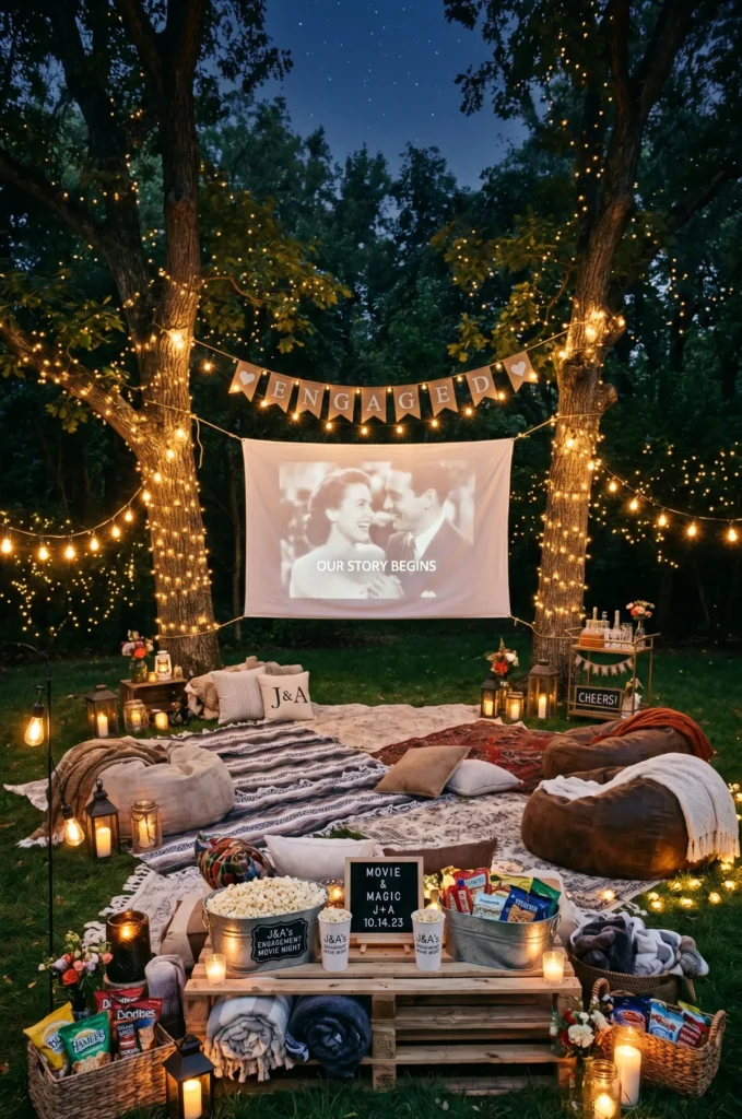 Outdoor Movie Night Engagement Party