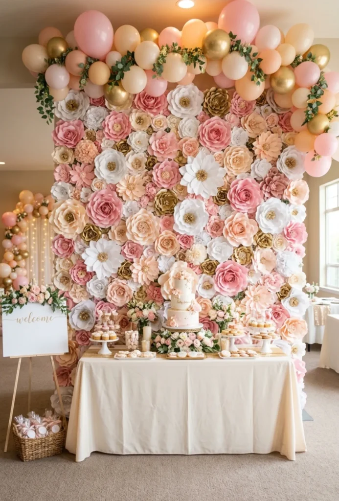 Paper Flower Wall Setup