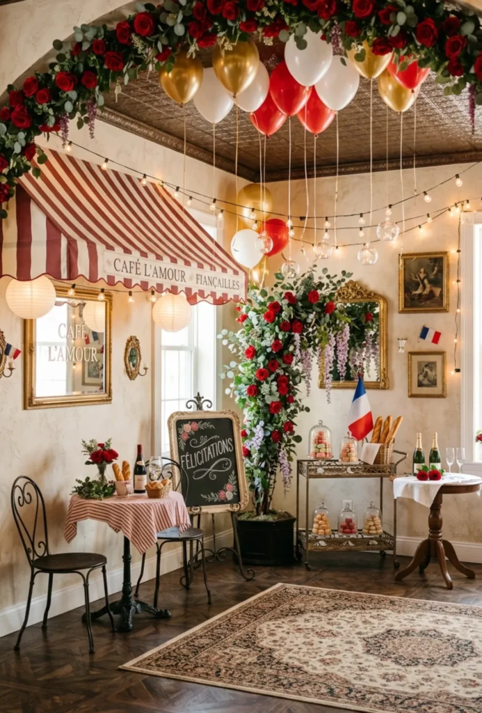 Parisian Café Inspired Engagement Party