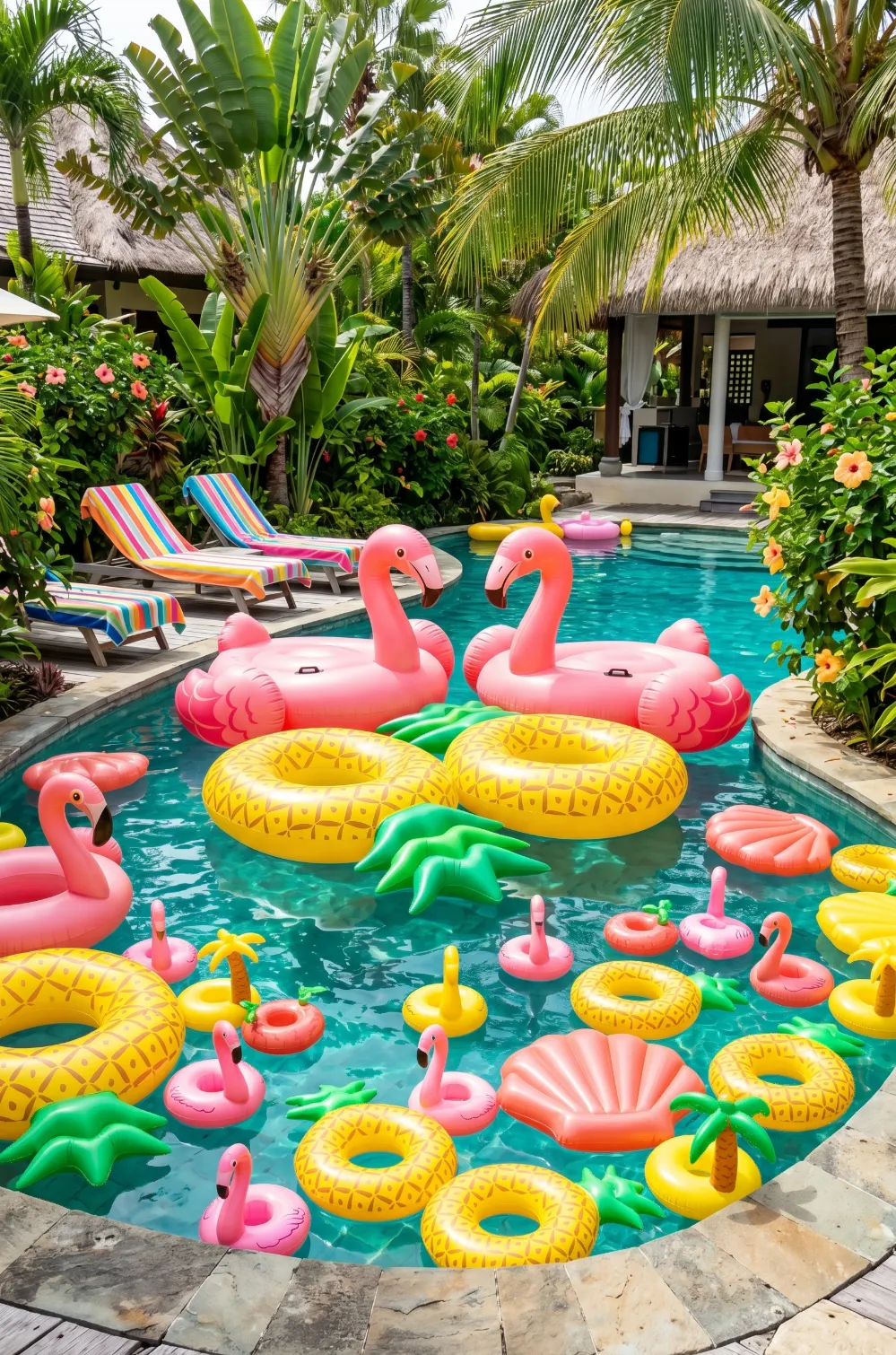 Pineapple and Flamingo Float Pool Theme