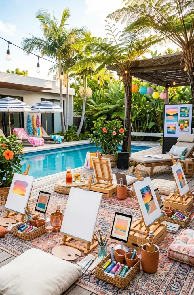 Poolside Paint & Sip Party