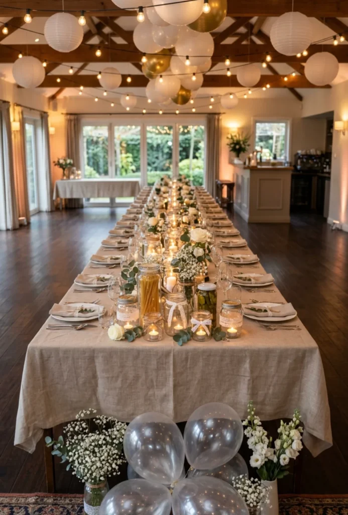 Reused Glass Jars Candle Centerpieces Party