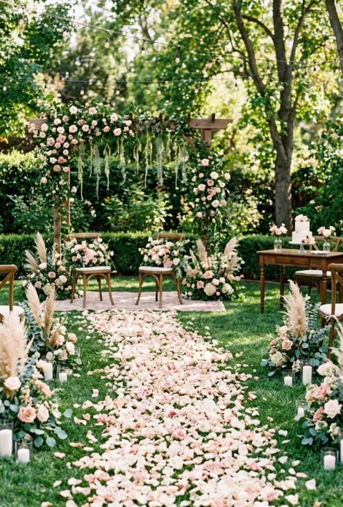 Romantic Rose Petal Aisle Setup