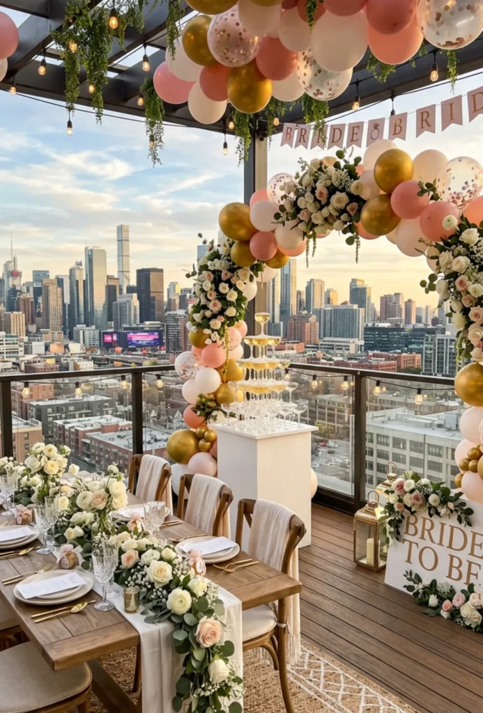 Rooftop Brunch with Champagne Tower