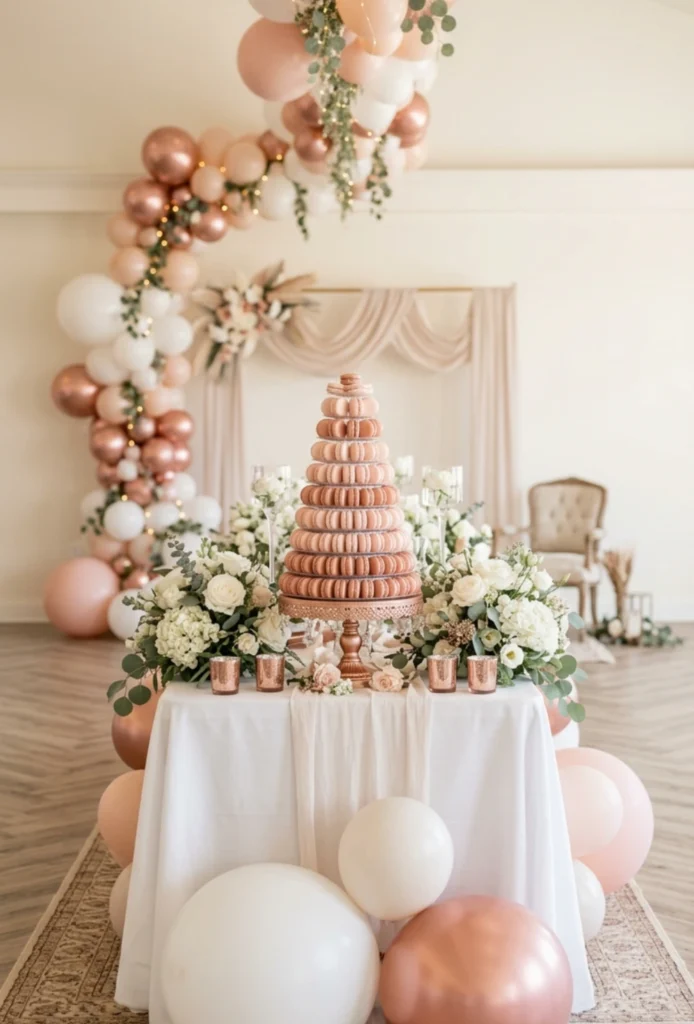 Rose Gold Macaron Tower