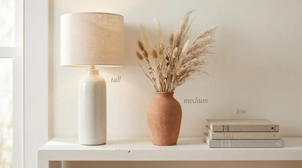 Shelf Vignette with Height Labels