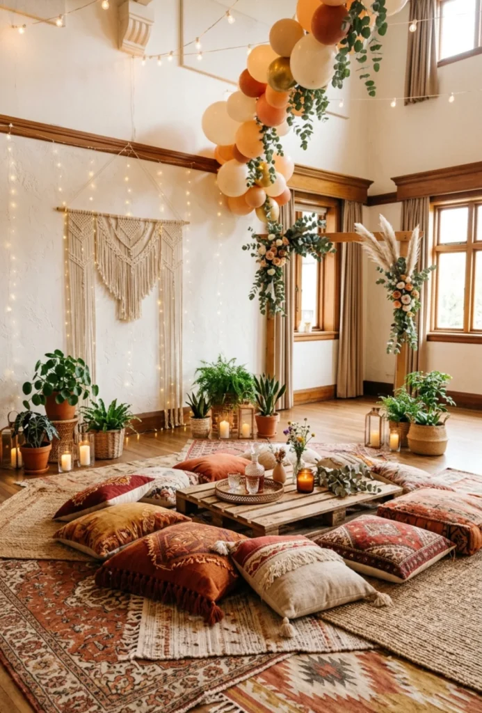 Simple Boho Rugs & Floor Cushion Lounge Party