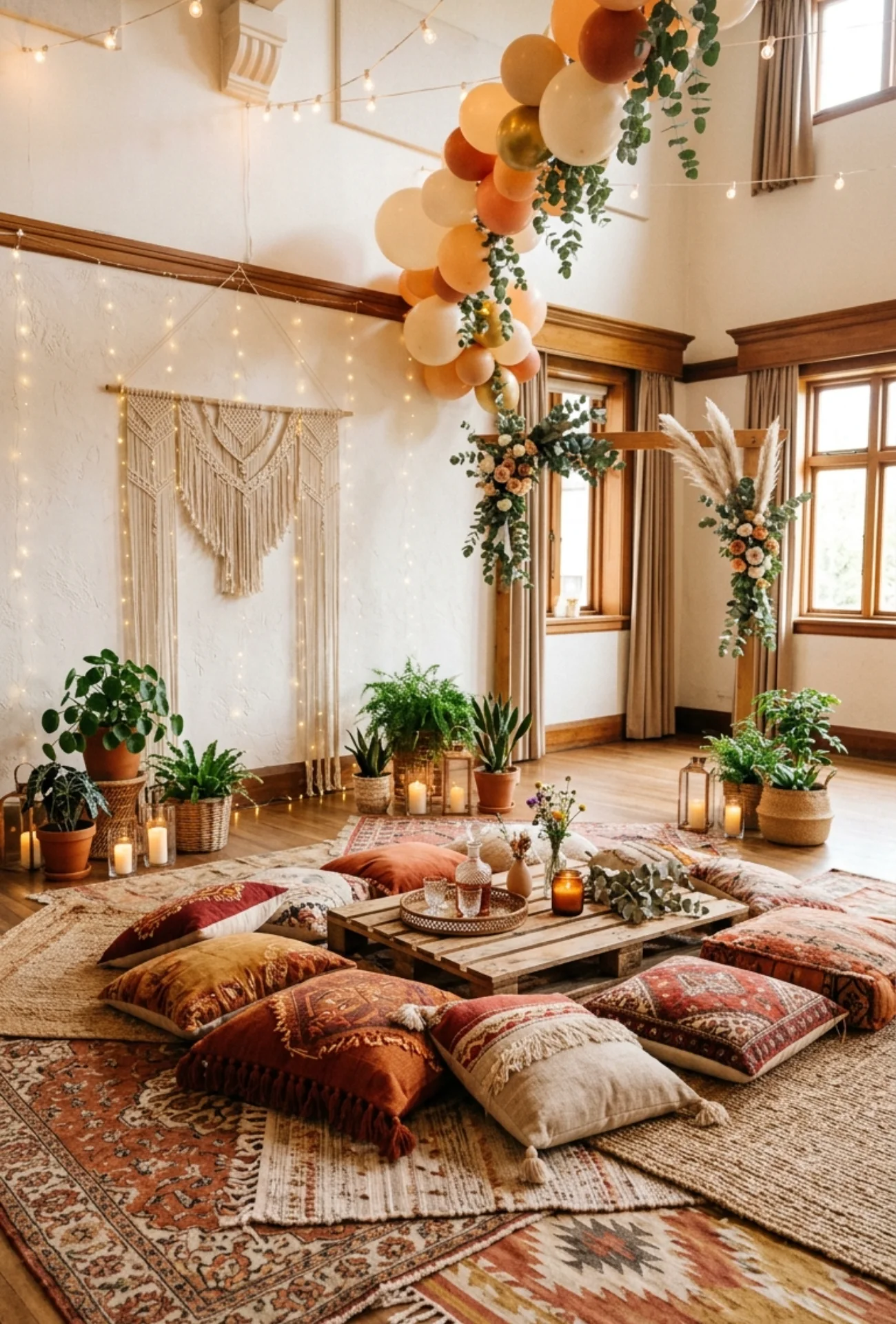 Simple Boho Rugs & Floor Cushion Lounge Party