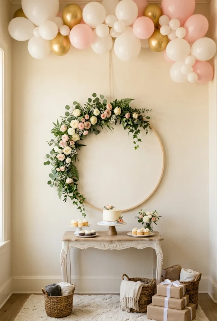 Simple Floral Hoop Backdrop