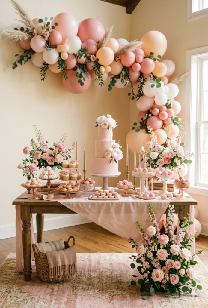 Soft Blush Romantic Dessert Spread