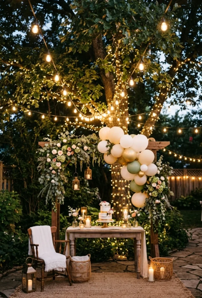 String Lights Evening Backyard Party