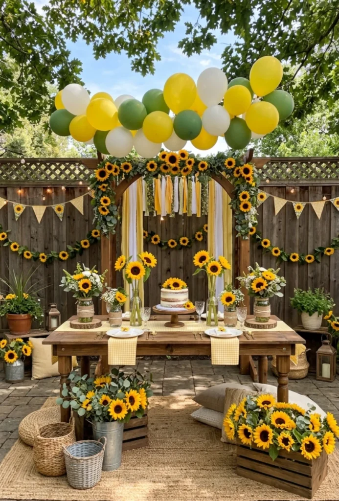 Sunflower Field Inspired Backyard Theme