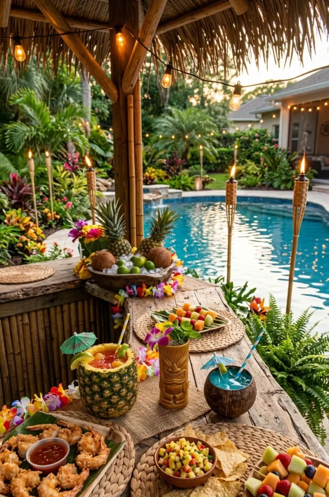 Tropical Tiki Cocktail Pool Party